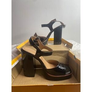 BLACK CPT DIVINITY 06 Platform Chunky Heel Sandals Women's Size 8.5